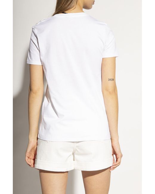 Balmain White T-Shirt With Logo