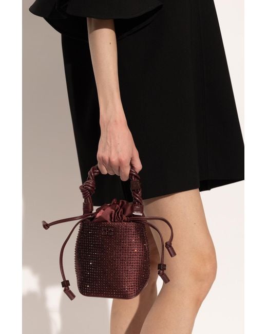 Ganni Red Handbag With Shimmering Crystals