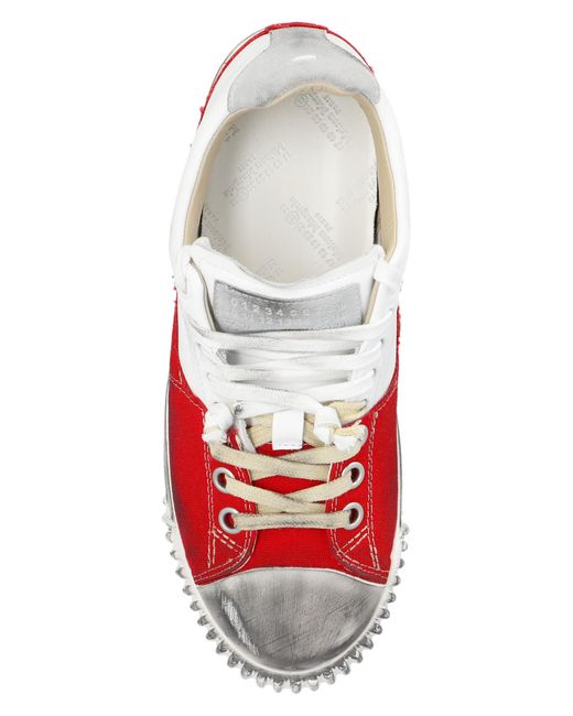 Maison Margiela Red Sneakers With Time-worn Effects,