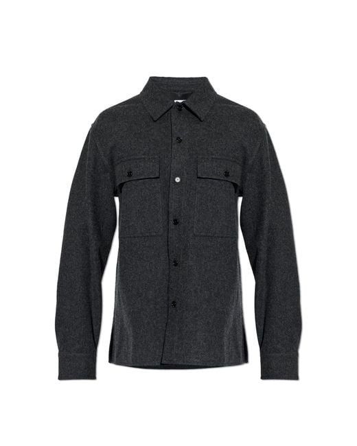 Jil Sander Black Wool Shirt With Pockets for men