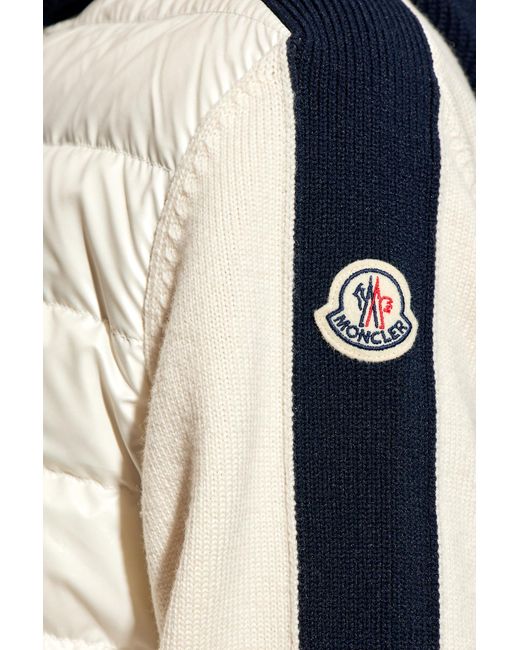 Moncler Natural Cardigan With Down Front, for men