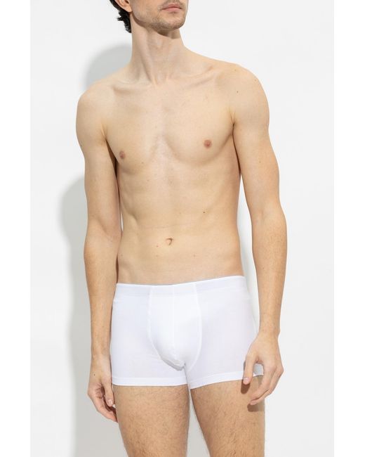 Hanro White Cotton Shorts for men
