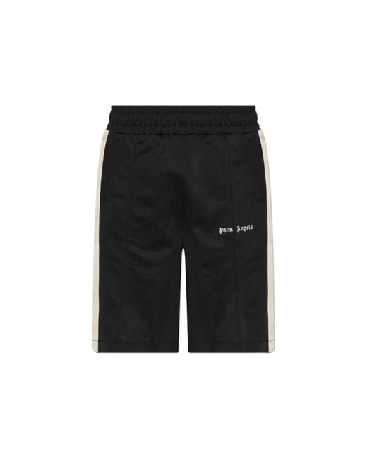 Palm Angels Black Shorts With Embroidered Logo for men