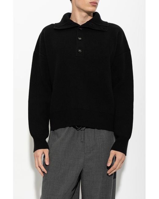 AMI Black Wool Sweater for men