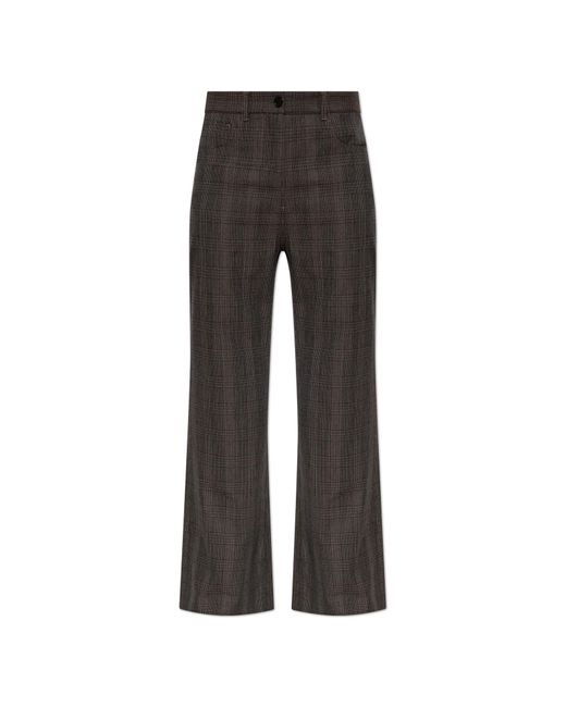Acne Black Plaid Patterned Trousers