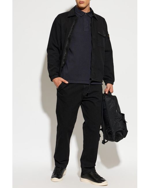 Stone Island Black Jeans With Logo Patch for men