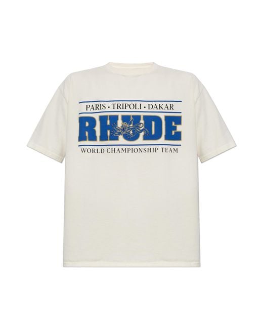 Rhude White T-Shirt With Logo for men