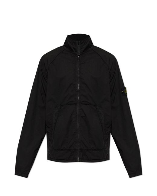 Stone Island Black Jacket With Logo Patch for men
