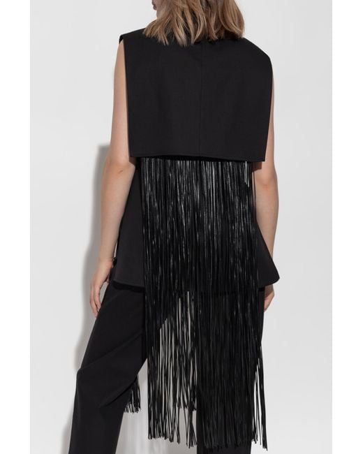 Sportmax Black "Soraia" Top With Fringes