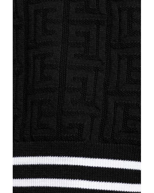 Balmain Black Patterned Jacquard Crewneck Jumper for men