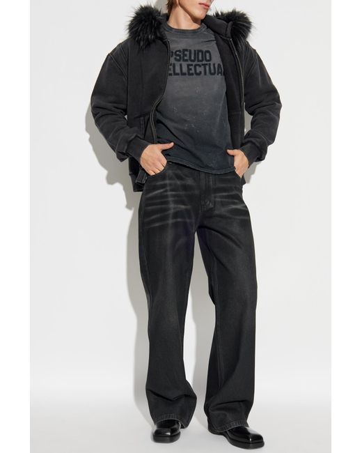 M I S B H V Black T-Shirt With Logo for men