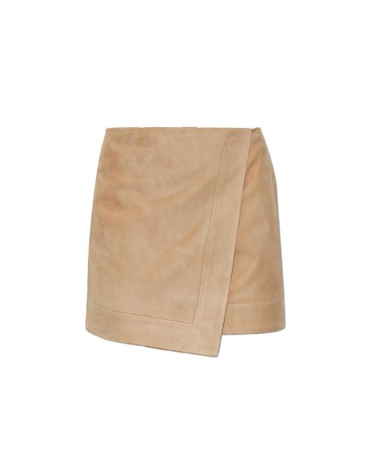 Balmain Natural Short Suede Skirt