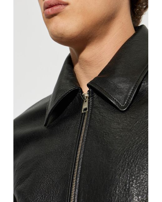 AMI Black Leather Jacket for men