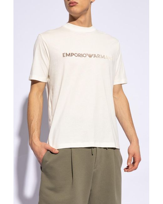 Emporio Armani White Cotton T-Shirt for men