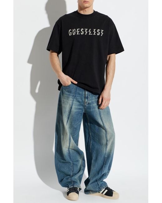 44 Label Group Black T-Shirt With Logo for men