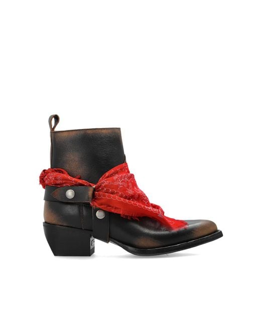 Golden Goose Deluxe Brand Red 'Debbie' Leather Heeled Ankle Boots