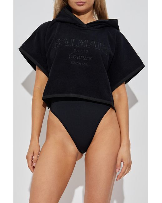 Balmain Black Cotton Poncho