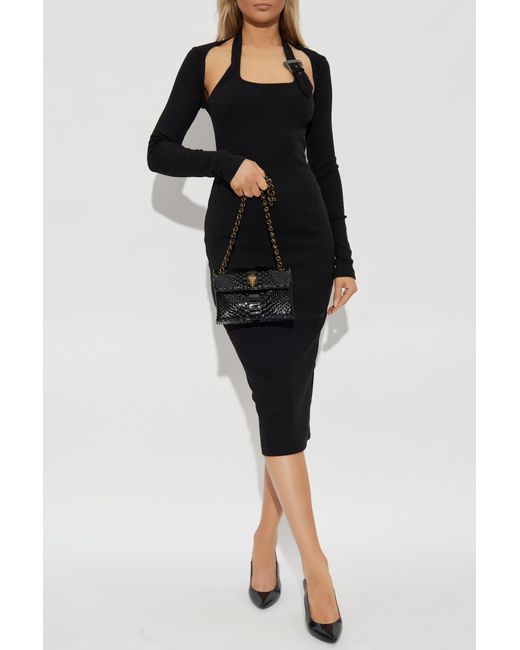 Versace Jeans Couture Women's Black Ribbed Bodycon Dress