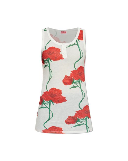 KENZO White Top With Floral Motif