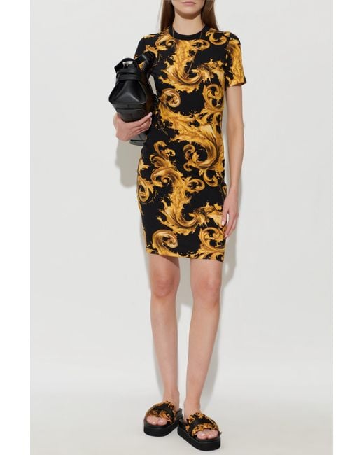 Versace Jeans Couture Metallic Dress With "Barocco" Pattern