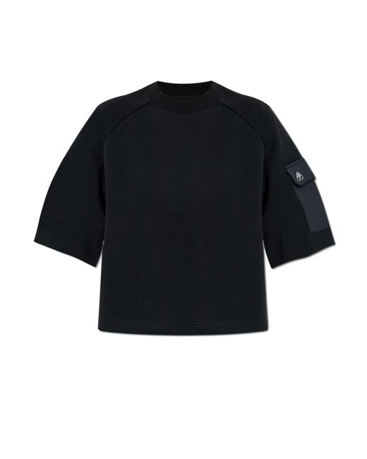 Moose Knuckles Black T-Shirt With Sleeve Pocket
