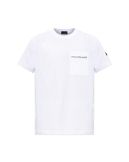Moncler White T-Shirt With Pocket for men