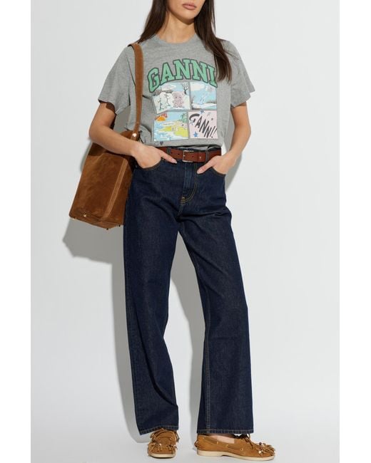 Ganni Blue Wide-Leg Jeans