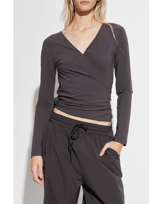 Rethinkit Studios Gray Wrap-Tie Top