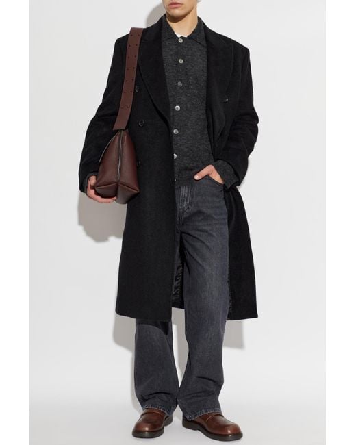 Our Legacy Black Double-Breasted Wool Coat for men