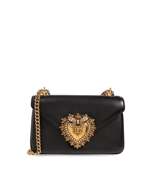 Dolce & Gabbana Black Nappa Leather Devotion Shoulder Bag