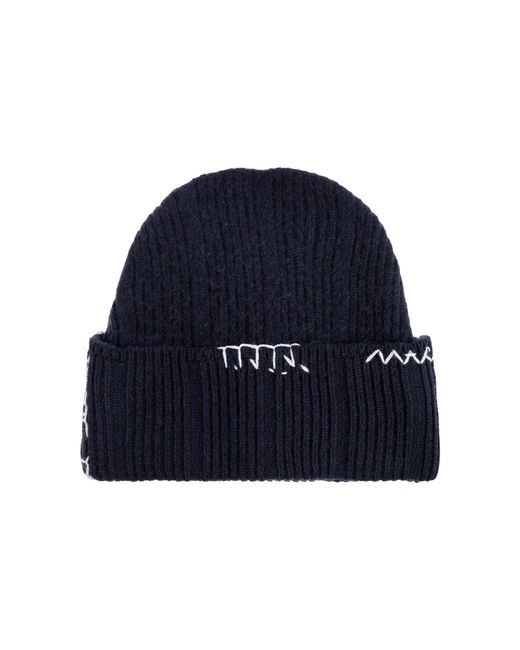 Marni Blue Wool Beanie With Stitching for men