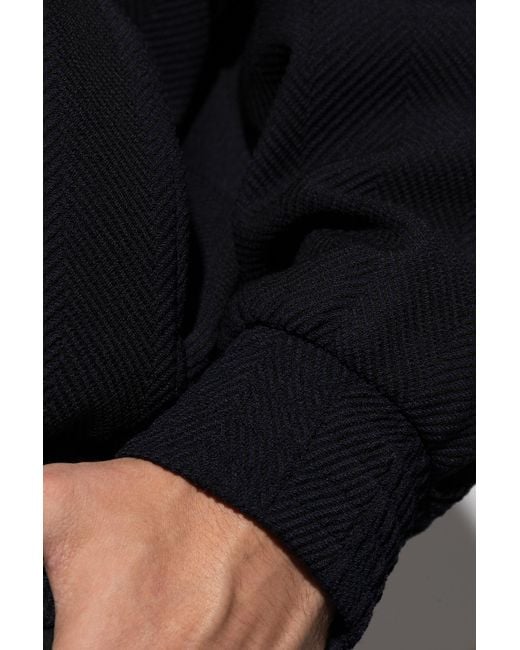 Emporio Armani Blue Wool Jacket With Herringbone Pattern for men