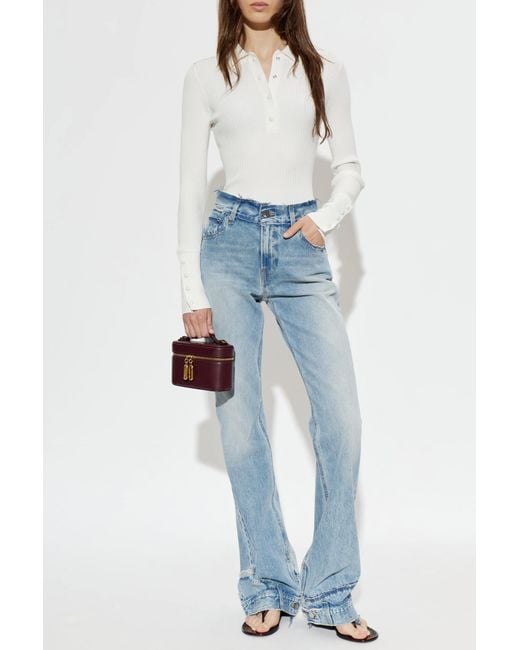Courreges White Ribbed Slim-Fit Polo