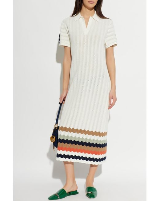 Paul Smith White Cotton Dress With Striped Pattern