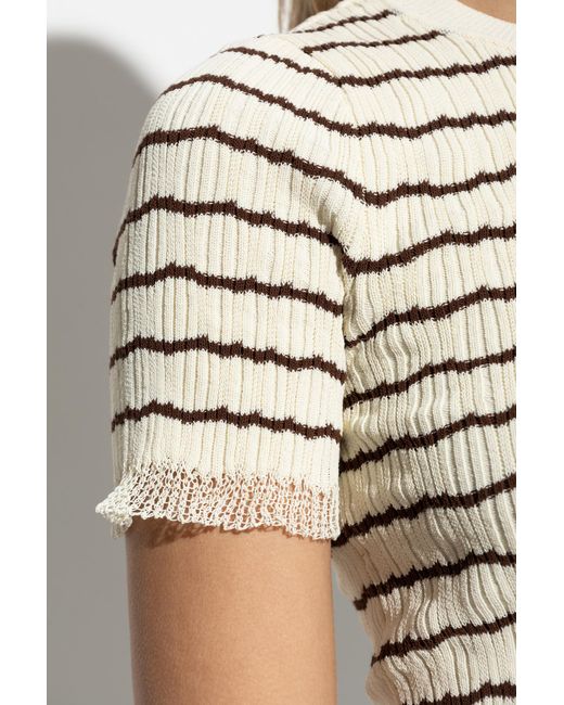 Rag & Bone White Striped Pattern Top