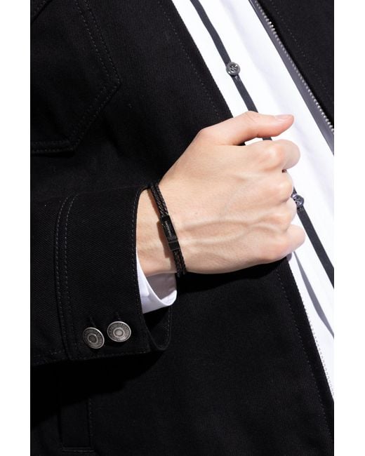 Ferragamo Black Leather Bracelet for men