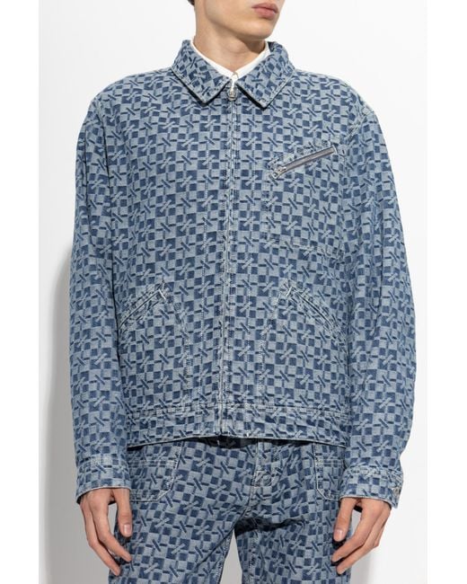 KENZO Blue Denim Jacket With Monogram for men