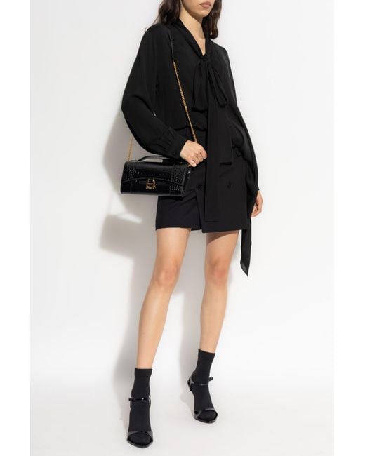 Balenciaga Black Silk Blouse With A Tie