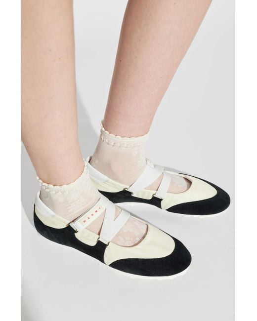 Marni Black Ballet Flats With Logo Patch