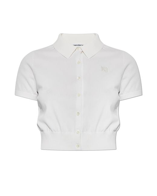 T By Alexander Wang White Short-Sleeved Cardigan