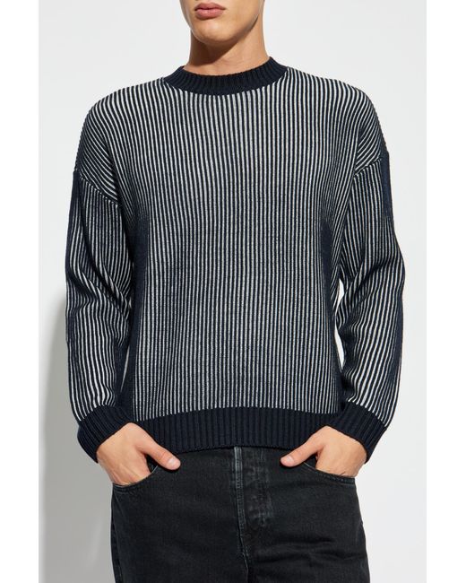 Emporio Armani Gray Striped Sweater for men