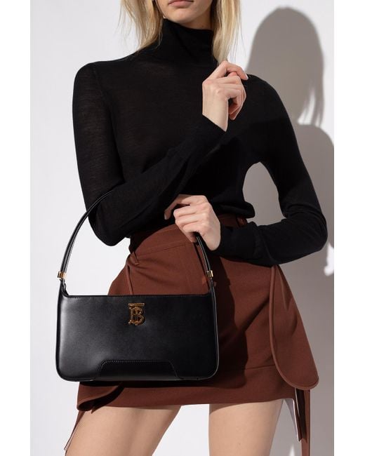 Burberry Leather 'tb Medium' Shoulder Bag in Black | Lyst Canada