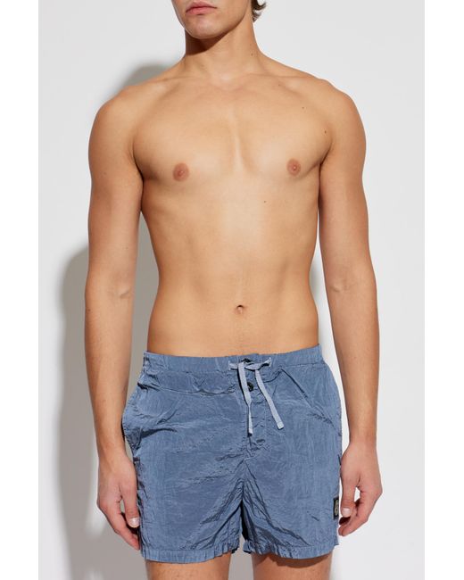Stone Island Blue Swim Shorts for men