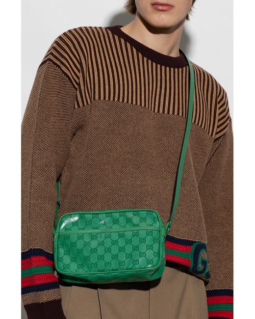 Gucci Green Interlocking G-logo Leather Shoulder Bag for men