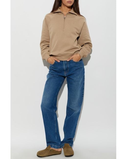 AMI Natural Sweatshirt With A Zip-Up Neckline