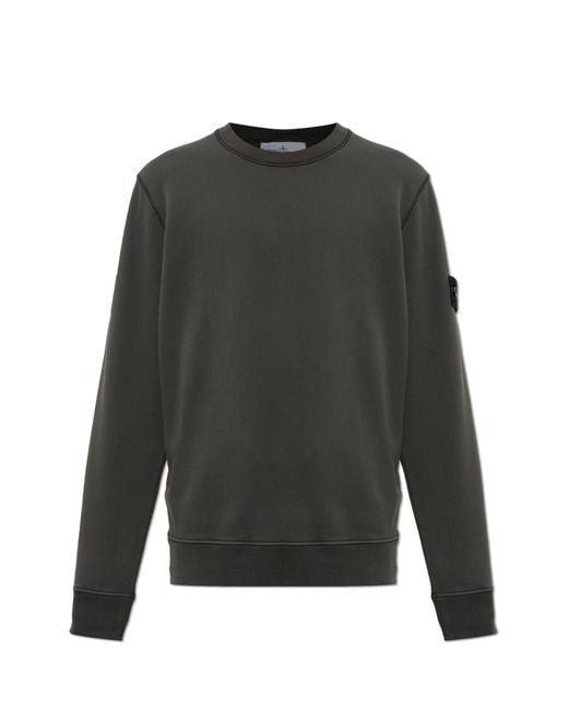 Stone Island Gray Sweatshirt With A Patch On The Sleeve for men