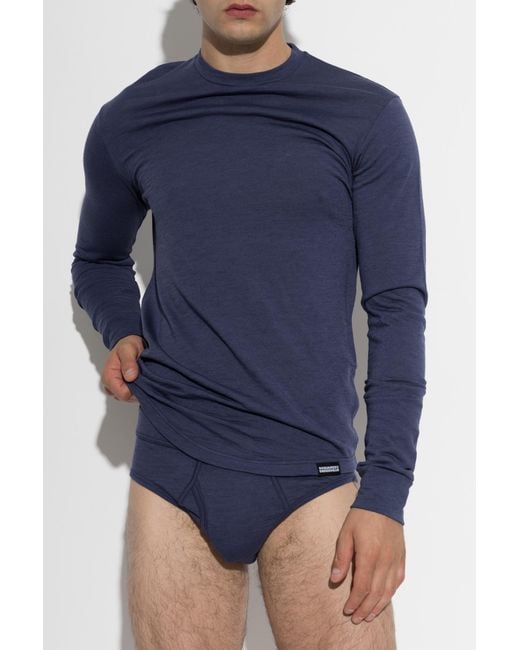 DSquared² Blue Wool Underwear T-Shirt for men