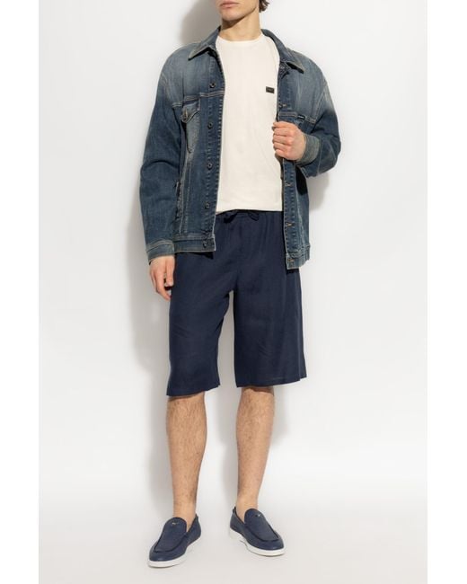Dolce & Gabbana Blue Linen Shorts for men