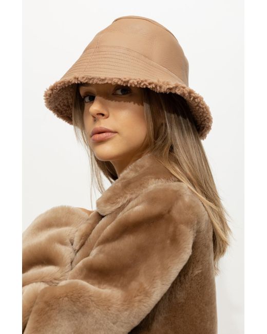 Yves Salomon Leather Reversible Bucket Hat in Brown | Lyst