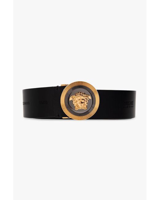Versace Black Belt With Medusa Biggie Buckle for men